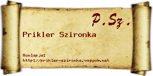 Prikler Szironka névjegykártya